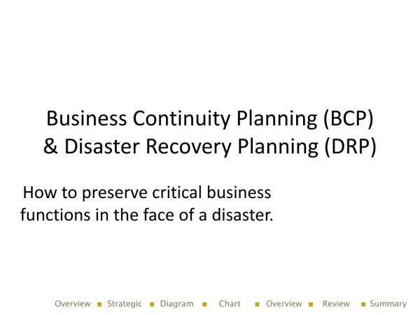 Business Continuity Planning (BCP) &amp; Disaster Recovery Planning (DRP)