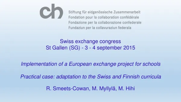 Swiss exchange congress St Gallen (SG) - 3 - 4 september 2015