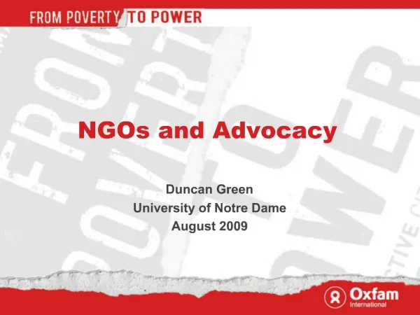NGOs and Advocacy
