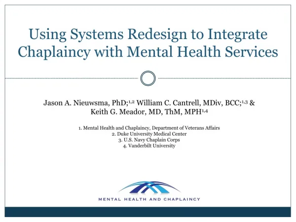 Using Systems Redesign to Integrate Chaplaincy with Mental Health Services