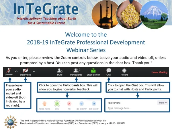 Welcome to the 2018-19 InTeGrate Professional Development Webinar Series