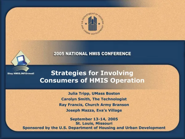 Strategies for Involving Consumers of HMIS Operation