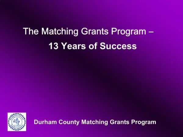 Durham County Matching Grants Program