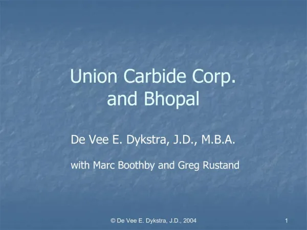 Union Carbide Corp. and Bhopal