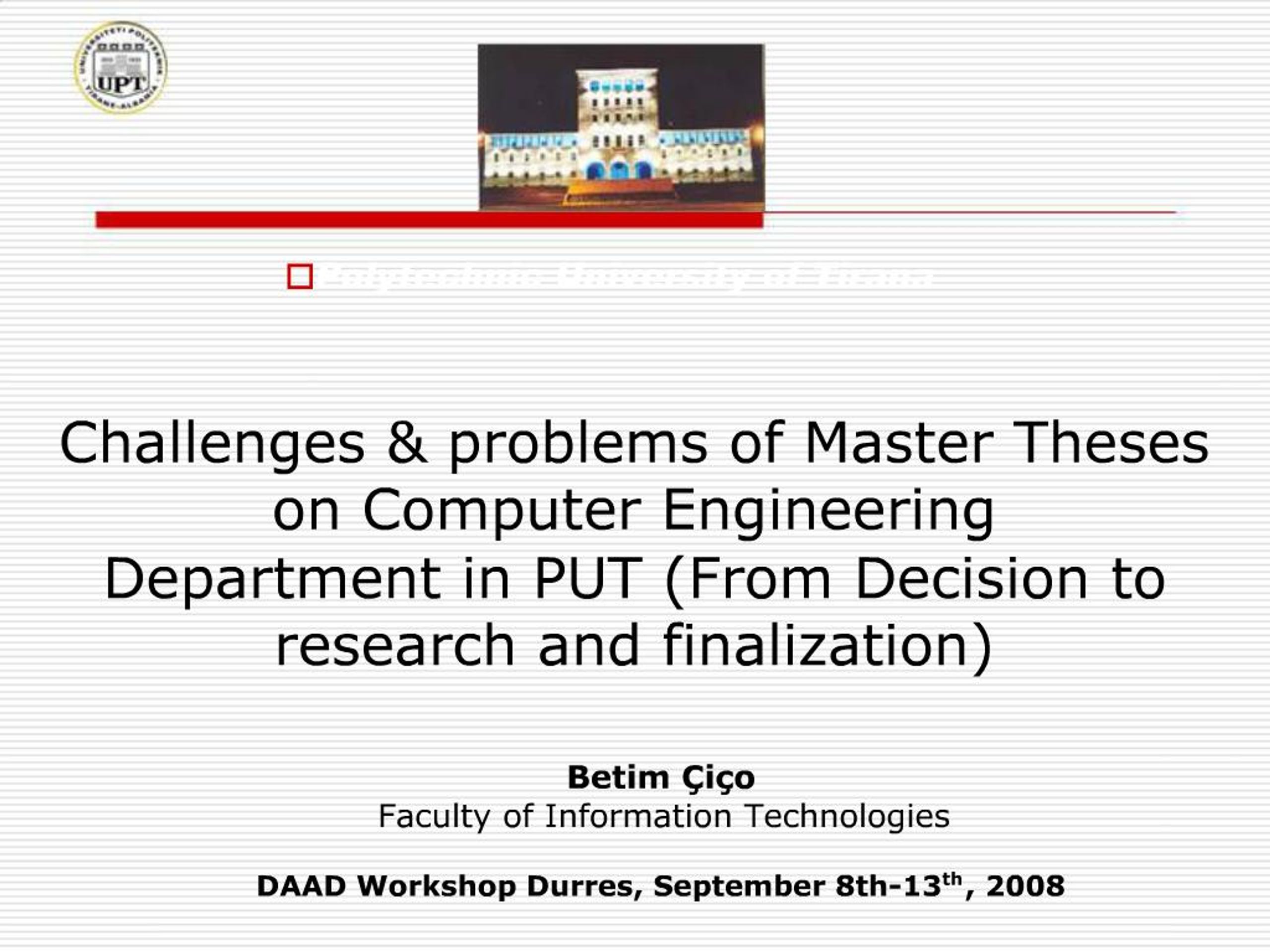 Computer Engineering Problems PPT - Challenges problems of Master Theses on Computer Engineering ...