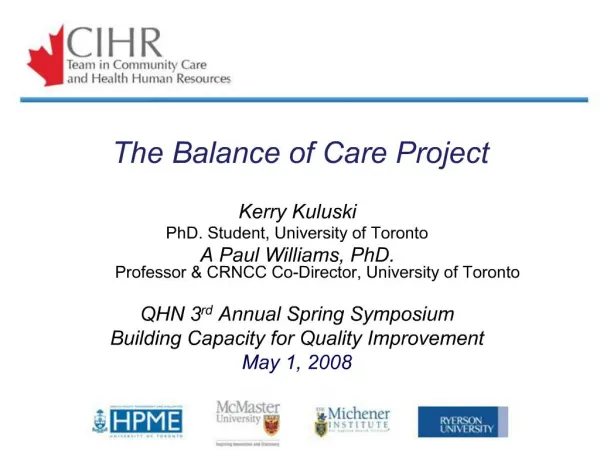 The Balance of Care Project