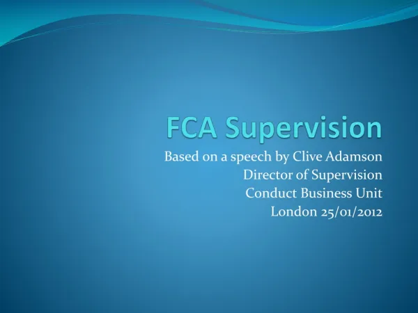 FCA Supervision