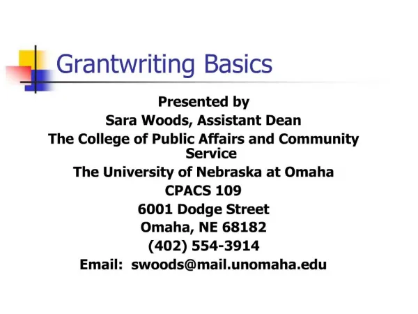 Grantwriting Basics