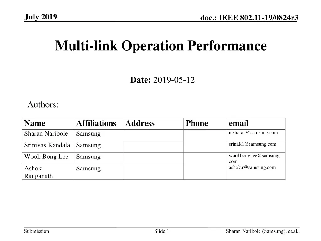 multi link operation performance