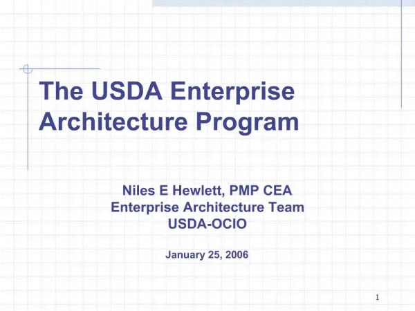 The USDA Enterprise Architecture Program