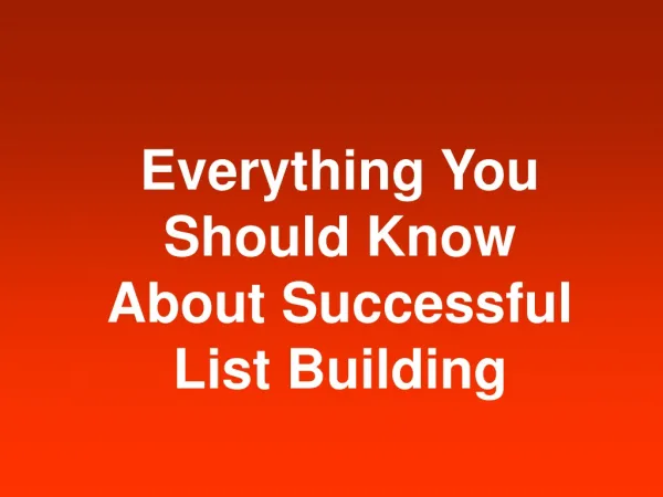 Best List Building Resources