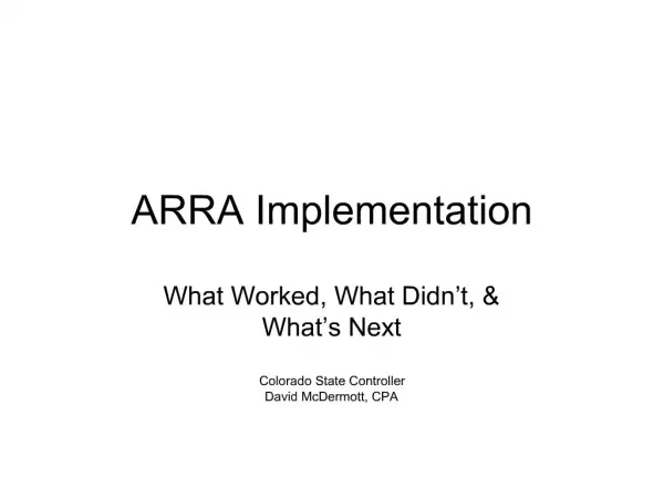 ARRA Implementation