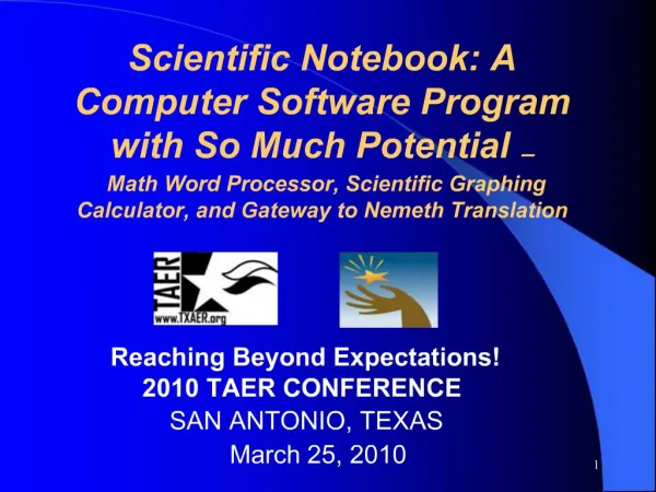 Scientific Notebook: A Computer Software Program with So Much Potential Math Word Processor, Scientific Graphing Calc