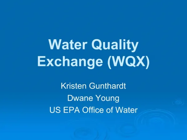 Water Quality Exchange WQX