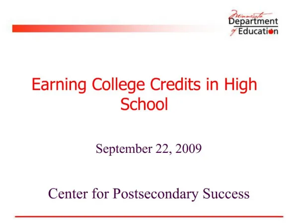 Earning College Credits in High School