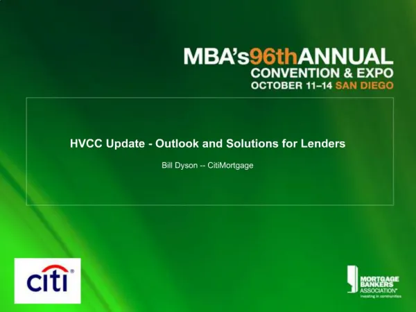 HVCC Update - Outlook and Solutions for Lenders