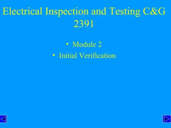 Electrical Inspection and Testing CG 2391