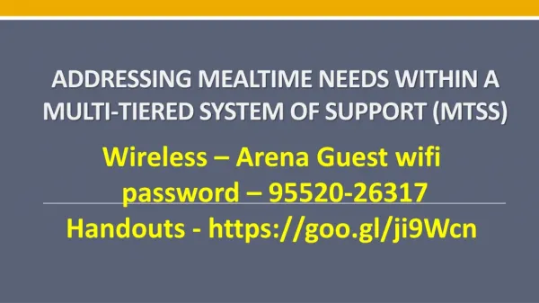 Addressing Mealtime Needs within a Multi-Tiered System of Support (MTSS)