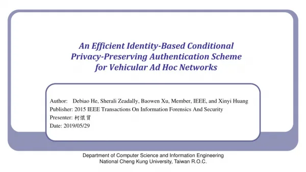 Author: Debiao He, Sherali Zeadally , Baowen Xu, Member, IEEE, and Xinyi Huang