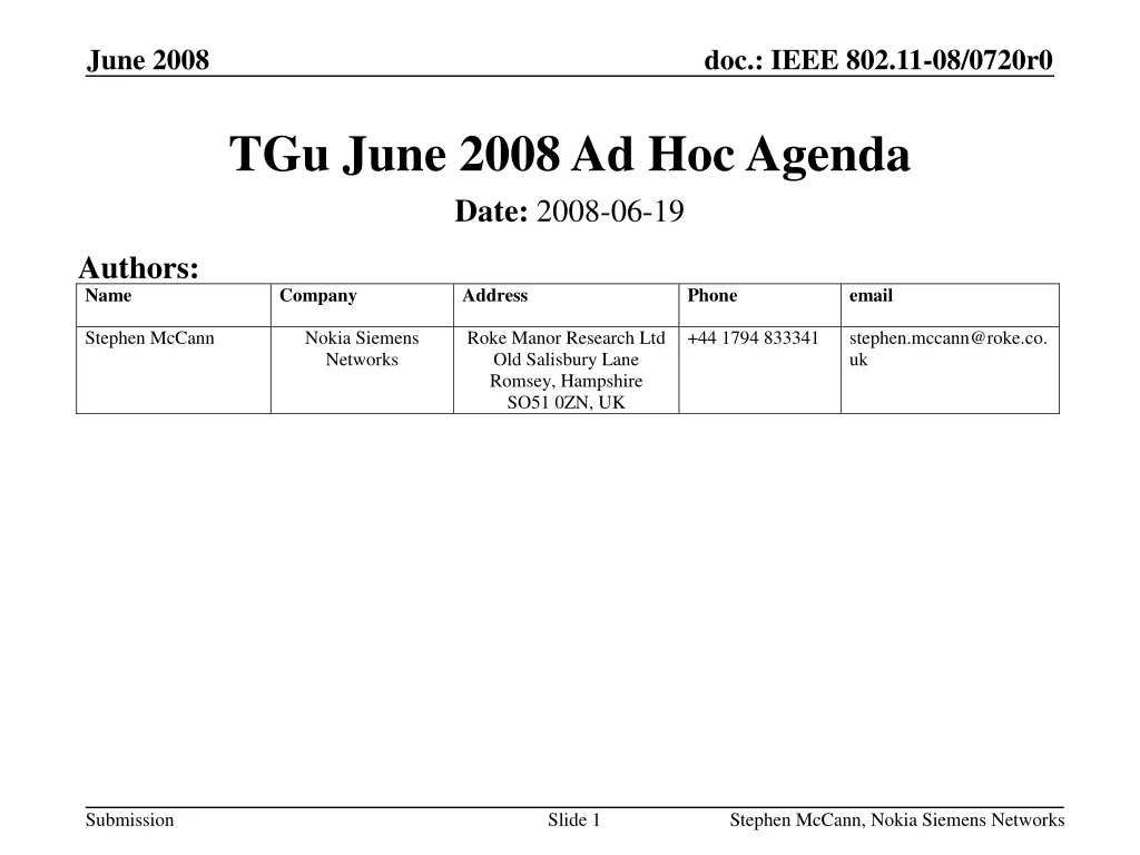 tgu june 2008 ad hoc agenda