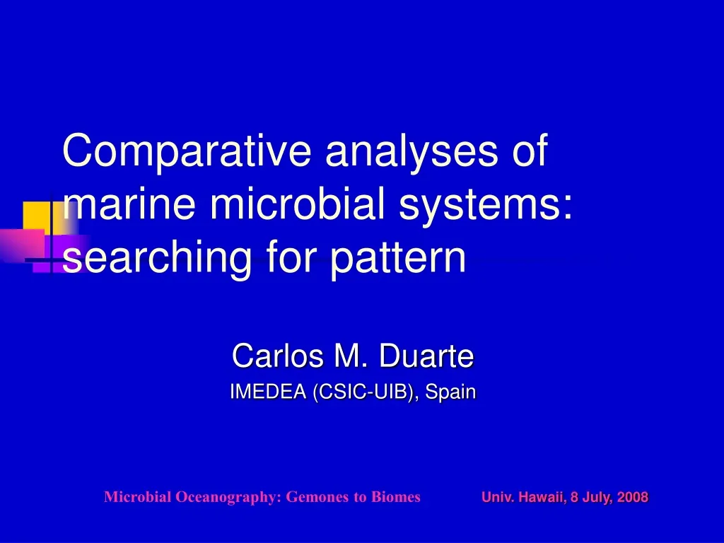 comparative analyses of marine microbial systems searching for pattern