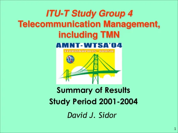 ITU-T Study Group 4 Telecommunication Management, including TMN