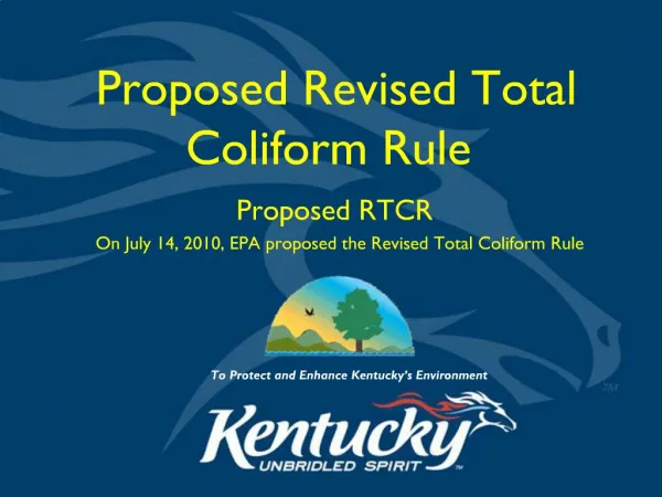 Proposed Revised Total Coliform Rule