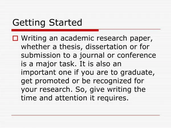 Overview of Writing a Research Paper