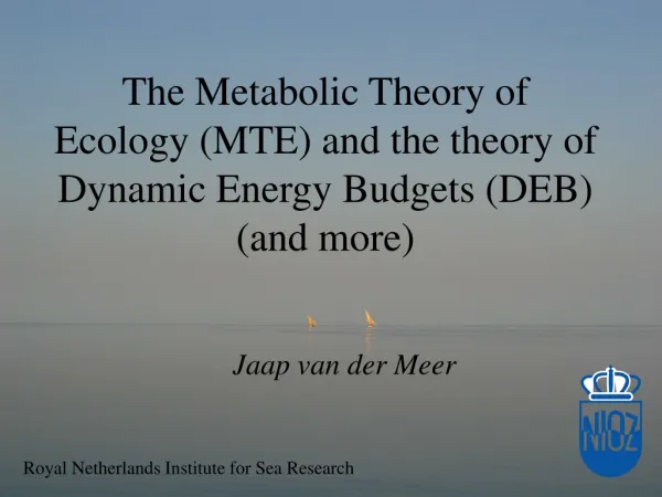 The Metabolic Theory of Ecology (MTE) and the theory of Dynamic Energy Budgets (DEB) (and more)