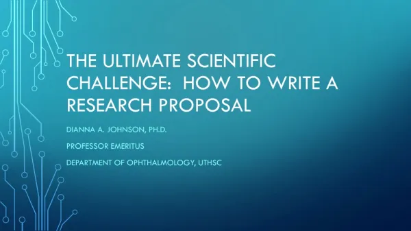 The ultimate scientific challenge: How to write a research proposal