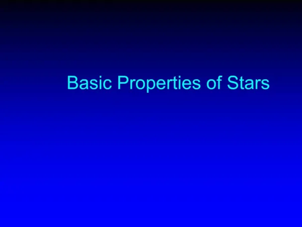 Basic Properties of Stars