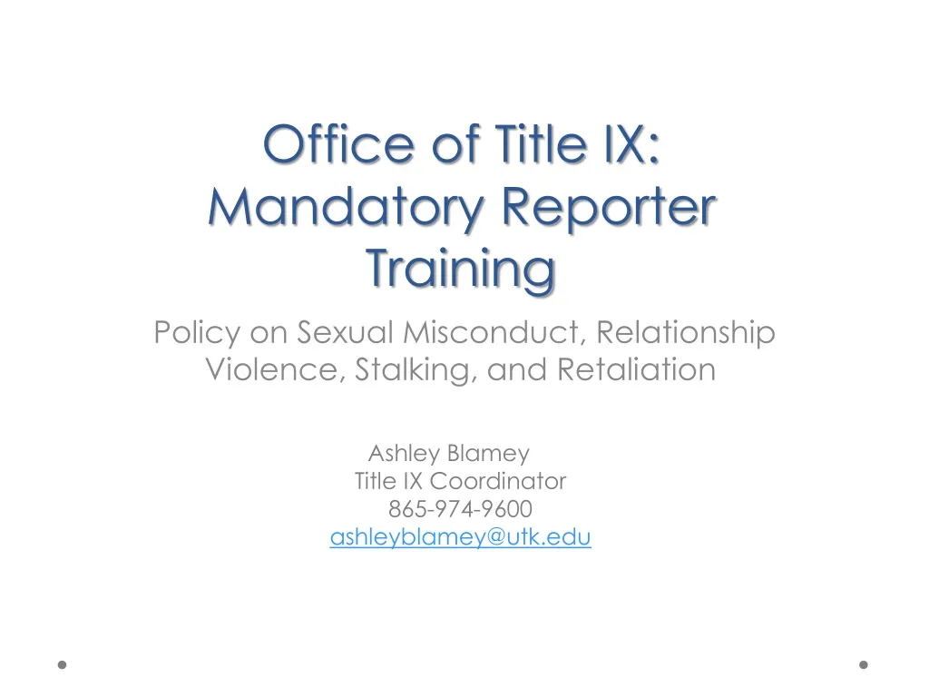 office of title ix mandatory reporter training