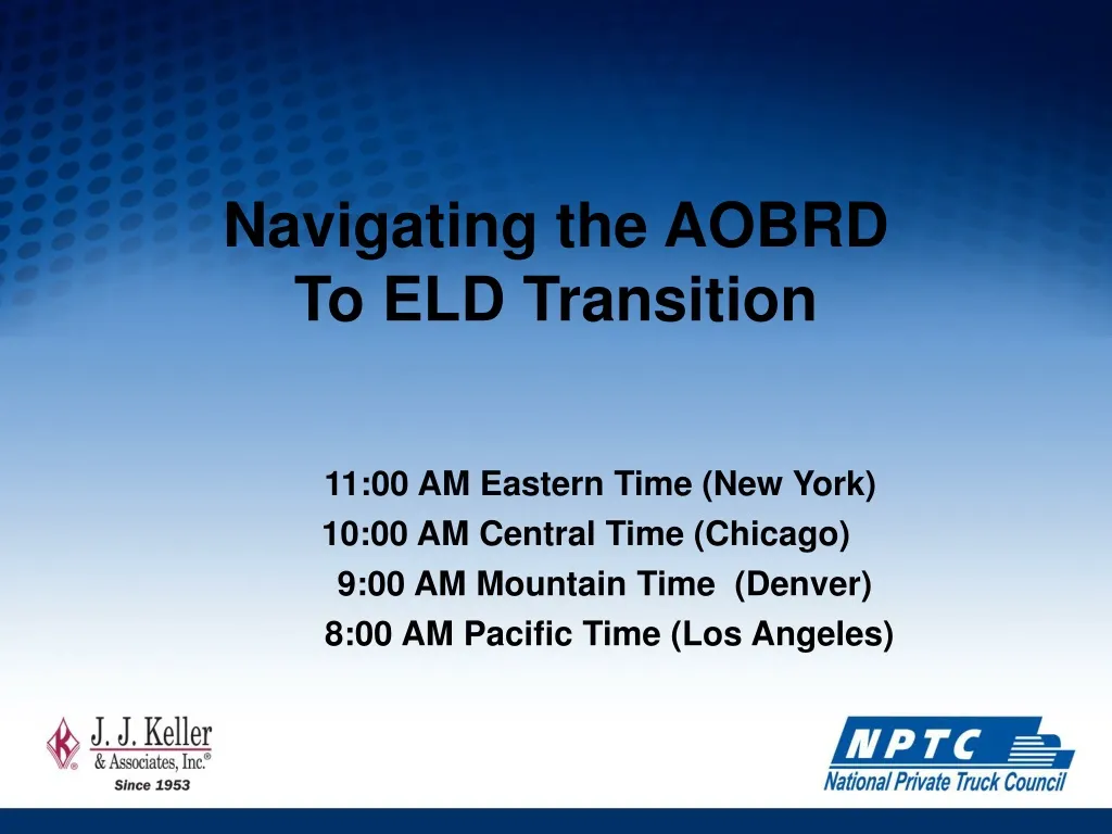 navigating the aobrd to eld transition