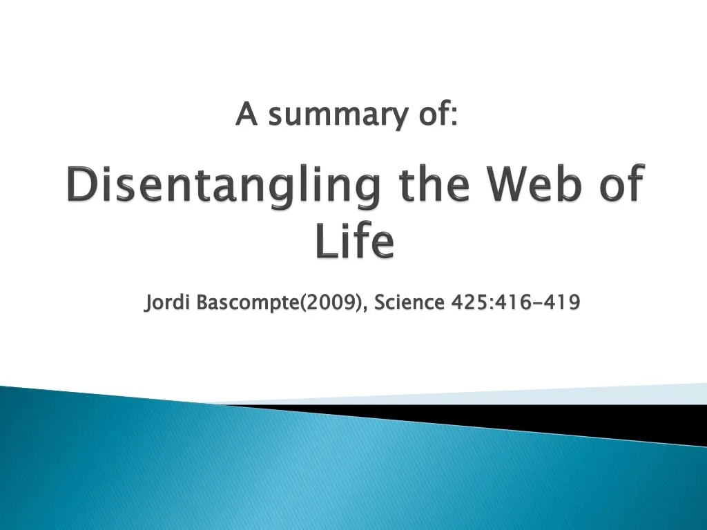 disentangling the web of life