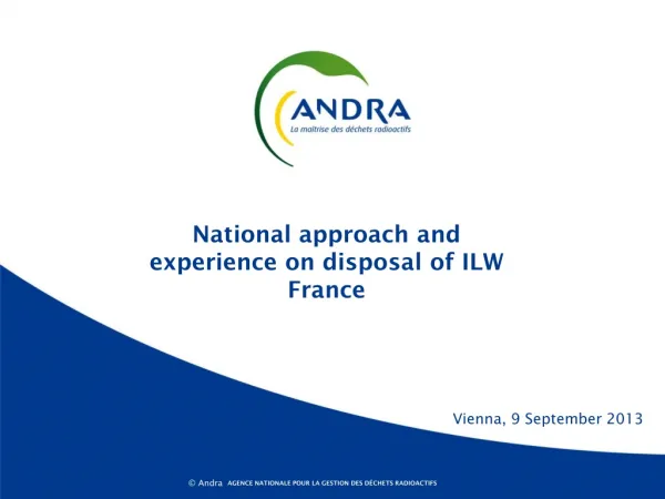 N ational approach and experience on disposal of ILW France