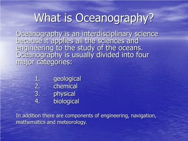 What is Oceanography?