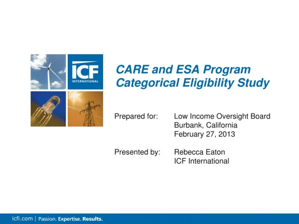 CARE and ESA Program Categorical Eligibility Study