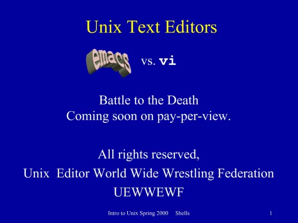 Unix Text Editors
