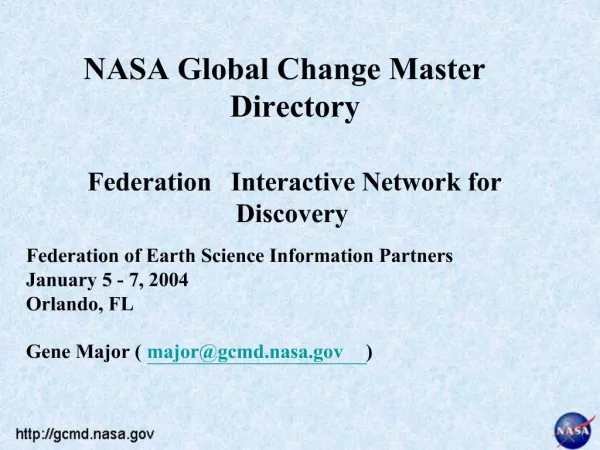 NASA Global Change Master Directory Federation Interactive Network for Discovery