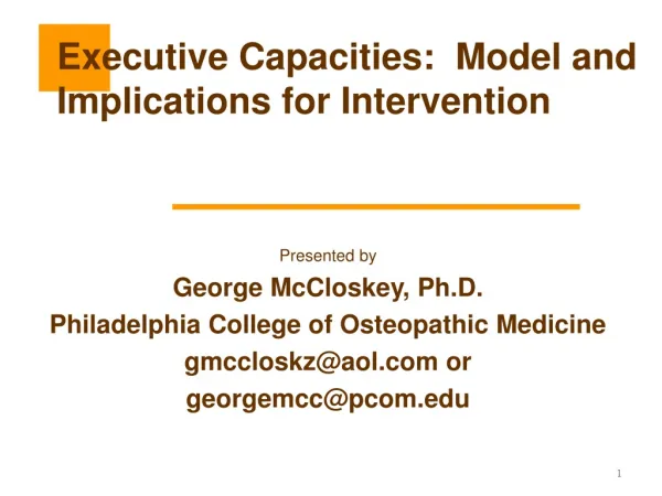 Executive Capacities: Model and Implications for Intervention