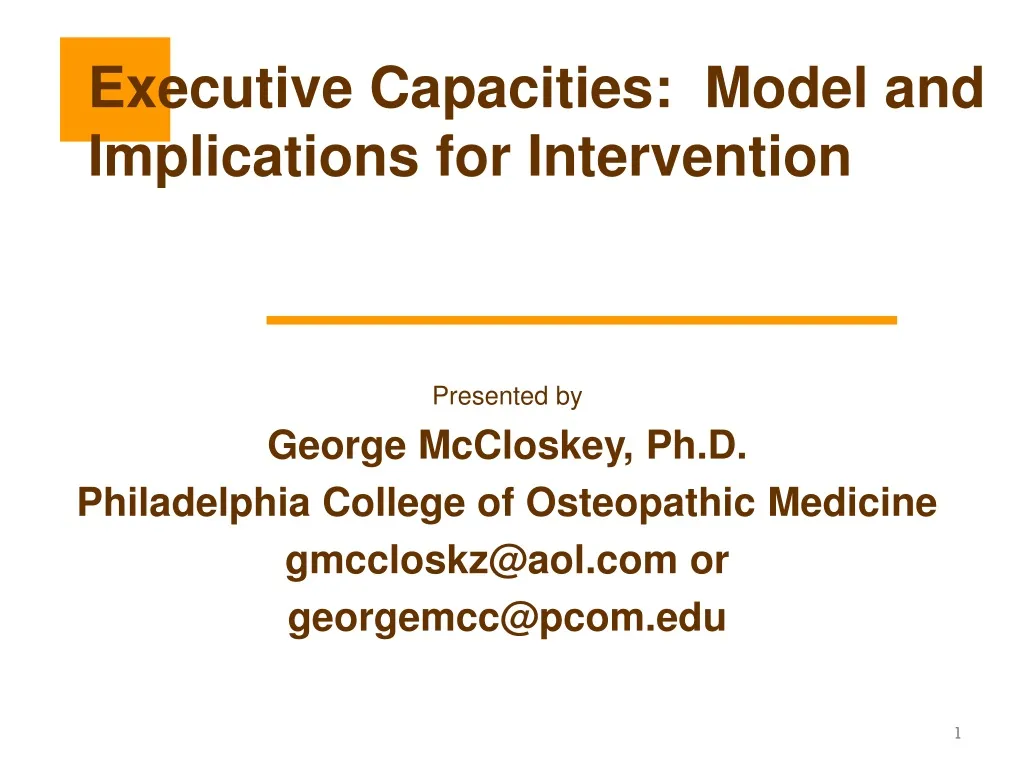 executive capacities model and implications for intervention