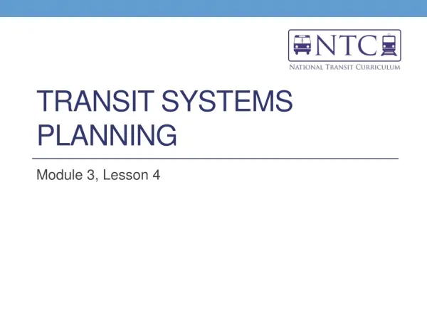Transit Systems Planning