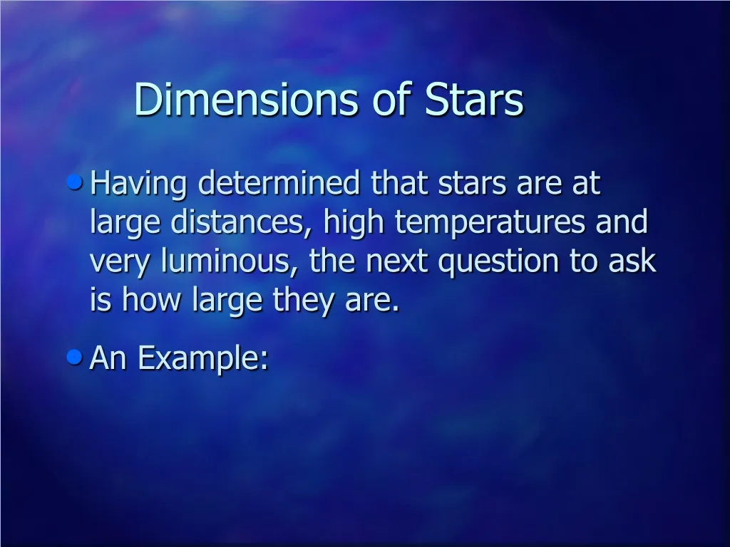 dimensions of stars