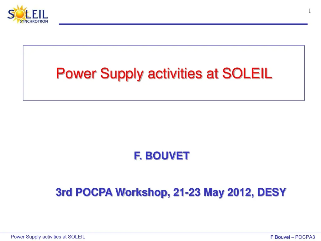 power supply activities at soleil