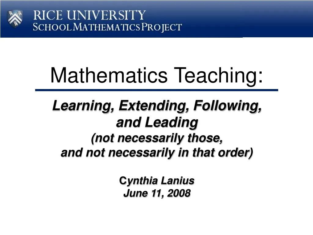 mathematics teaching learning extending following