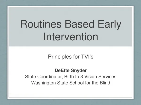Routines Based Early Intervention