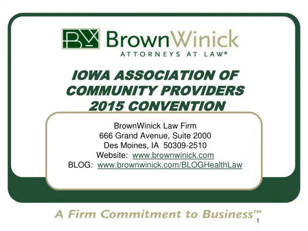 IOWA ASSOCIATION OF COMMUNITY PROVIDERS 2015 CONVENTION