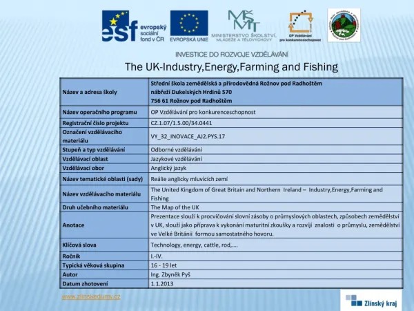 The UK- Industry,Energy,Farming and Fishing
