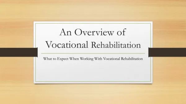 An Overview of Vocational Rehabilitation