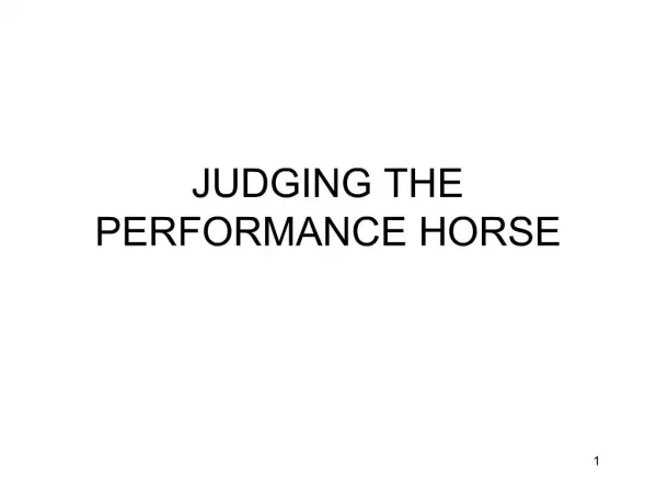 JUDGING THE PERFORMANCE HORSE